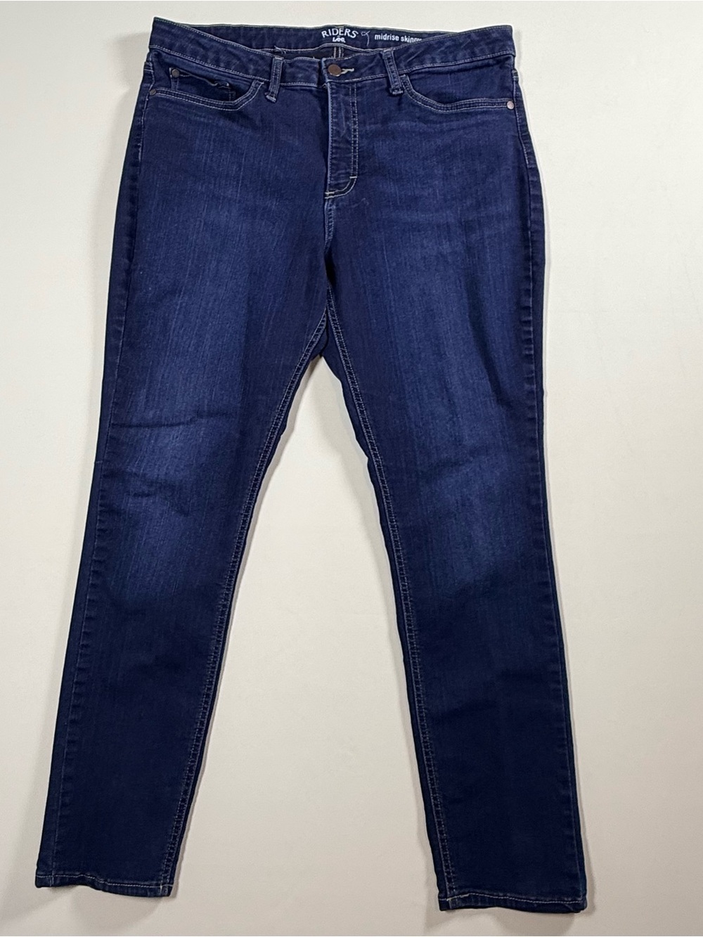 Riders by Lee Women's Midrise Skinny Jeans in Dark Blue Denim Stretchy! Size 16